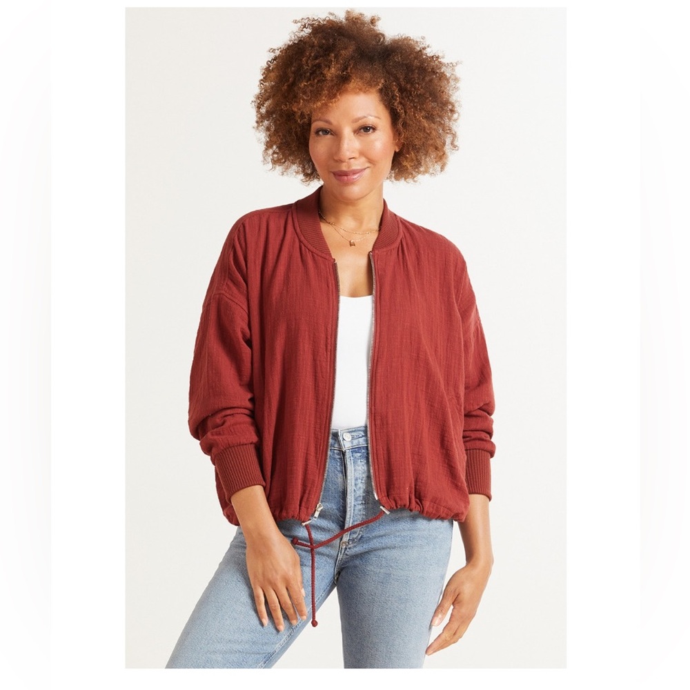 BB Dakota Red Fast Lane Drawstring Bomber Jacket Size S